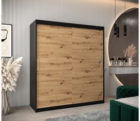 Dulap de haine 180 cm Toki (negru mat + stejar artisan). 1064837