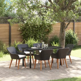 vidaXL Set de dining pentru grădină cu 7 piese din poli ratan negru