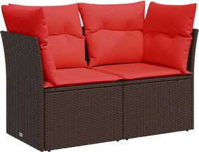 vidaXL Canapea de grădină cu 2 locuri, maro, din poliratan, cu perne