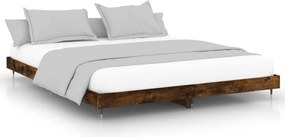 vidaXL Cadru pat fără saltea stejar fumuriu 120x200 cm, lemn prelucrat