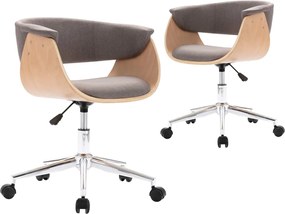 vidaXL Scaune de bucătărie pivotante, 2 buc., gri taupe, textil
