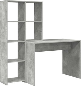 vidaXL Birou cu raft Gri din beton 138,5 x 55 x 143 cm Lemn compozit