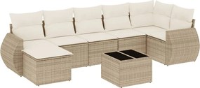 vidaXL Set canapele de grădină, 8 piese, cu perne, bej, poliratan