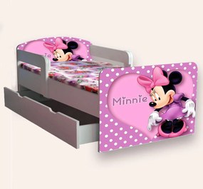 Pat fete Minnie Mouse cu manere varianta 2 Mare 2-12 ani Cu sertar Cu saltea CMG46968571658580