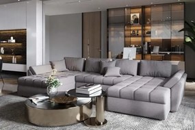 Colțar extensibil dumonde cu ladă de depozitare si sezut confortabil din spuma high-density, Loana U Enjoy Grey 355x185 cm