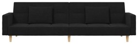 Canapea extensibila cu 2 locuri 2 perne taburet, negru, textil Negru, Cu suport de picioare