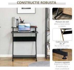 HOMCOM Masă Suport PC, Economisire Spațiu, Raft Monitor Înălțat, Pupitru din Lemn, 70x60x85.5cm, Negru, Design Compact | Aosom Romania