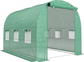 Outsunny Seră aprox. 2,7 x 2 x 2 m seră din folie cu rafturi ușă rulabilă cu fermoar 6 ferestre cu plasă stâlpi de susținere | Aosom Romania