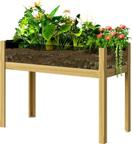 Outsunny Strat Înălțat de Grădină din Lemn cu Panouri din Acril și Orificii de Drenaj, 110x50x80 cm, Lemn Natural | Aosom Romania