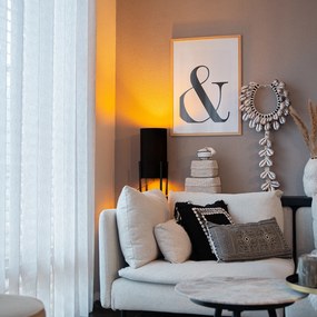 Lampă de masă modernă neagră cu abajur din catifea neagră - Rich