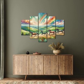 Tablou – Cai galopând prin peisaj (150x105 cm)