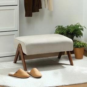 HOMCOM Taburet de Picior cu Scaun Acolchis și Piciori de Lemn pentru Salon Dormitor 69x47x36 cm Bej | Aosom Romania