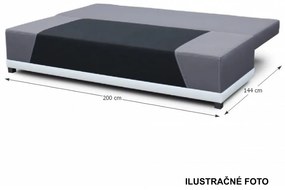 Canapea extensibilă, material textil negru/gri/perne gri cu model, ROKAR