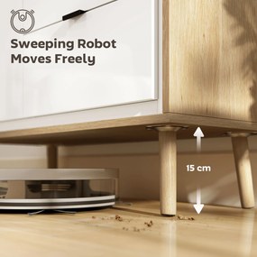 HOMCOM Credență de bucătărie cu 3 sertare și dulap Alb lucios și stejar | Aosom Romania