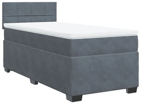 3286163 vidaXL Pat box spring cu saltea, gri închis, 80x200 cm, catifea