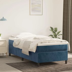 3121094 vidaXL Cadru de pat box spring, albastru închis, 90x190 cm, catifea