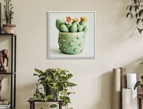 Mauro Ferretti Tablou Imprimat Pe Pânză Lacuită, Cu Ramă, Model ,,Borcan Cu Cactus" Înălțime 40 X Grosime 2,8 X Lățime 40 Cm | Aosom Romania