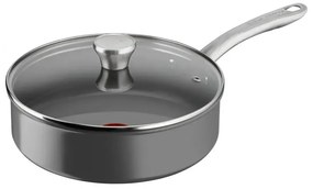 Cratita cu capac Tefal C4243253 STP24LID, 24 cm, Ceramica, Thermo-Signal, Thermo-Fusion, Thermo-Spot, Inductie, Gri