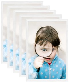 vidaXL Rame foto colaj pentru masă, 5 buc., alb, 13x18 cm MDF