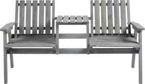 Outsunny Bancă de grădină cu masă, Set de scaune, Mobilier de grădină, cu orificiu pentru umbrelă, bancă, 2 scaune, lemn masiv, Gri, 152 x 70 x 83 cm | Aosom Romania