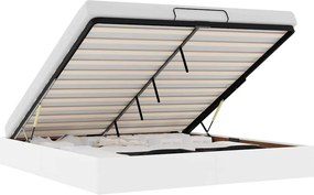 vidaXL Cadru de pat otoman fără saltea alb 180x200cm piele artificială