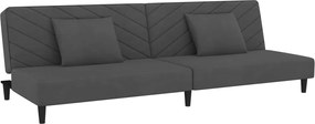 vidaXL Canapea extensibilă cu 2 locuri, 2 perne, gri închis, catifea