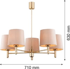 Brilagi - Lustra cu tijă MONTE 5xE27/60W/230V bej/auriu