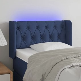 3123552 vidaXL Tăblie de pat cu LED, albastru, 83x16x78/88 cm, textil