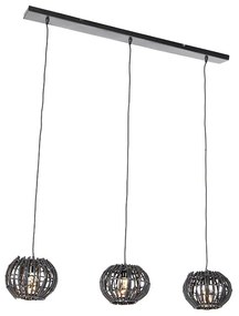 Lampă suspendată rustică neagră, ovală, cu 3 lumini - Canna