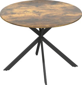 HOMCOM Masă de Sufragerie, Stil Industrial, Melamină din Lemn, Oțel,120cm X 120cm X 75cm,Stejar | Aosom Romania