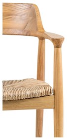 Scaun de dining în culoare naturală cu cotiere din lemn masiv Getafe – House Nordic