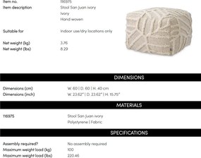 Taburete design LUX San Juan, Ivory