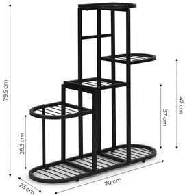 Suport minimalist pentru flori - 5 niveluri, metal negru