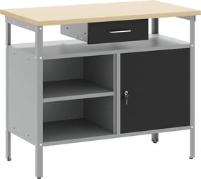 vidaXL Banc de lucru cu sertar cu raft Negru și Gri 100 x 55 x 85 cm