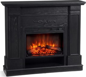 HOMCOM Șemineu electric de podea/încastrat, cu ramă și raft pentru TV 55 inch, 1800W, efect flacără 3D, timer, negru | Aosom Romania