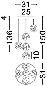 Lustra cu 5 pendule LED design modern LICIO