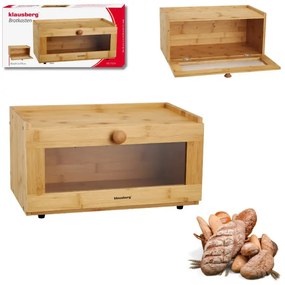 Cutie pentru paine Klausberg KB 7924, 40 cm, fereastra acrilica, Bambus, Maro