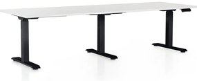Masa inaltime reglabila OfficeTech Long, 240 x 80 cm, bază neagră, alb