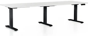 Masa inaltime reglabila OfficeTech Long, 240 x 80 cm, bază neagră, alb