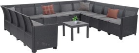 Canapea de colț Claire XVI cu 13 locuri și masă Orlando