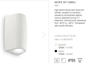 Aplica LED iluminat exterior design modern cu protectie IP55 KEOPE AP1 SMALL alb 147765