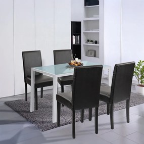 Set de masă Mira 4+1 alb-negru