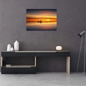 Tablou pe sticlă - cu barca (70x50 cm)