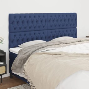 vidaXL Tăblii de pat, 4 buc, albastru, 90x7x78/88 cm, textil