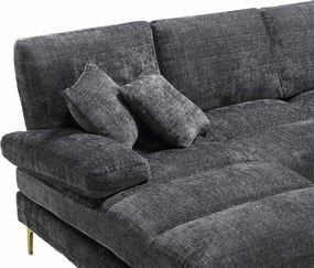 Canapea modulară mare, modernă, în formă de U, din chenille, cu dublu șezlong rabatabil, Gri