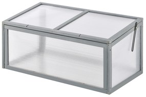Outsunny Frühbeet Sopron din lemn și policarbonat 90 x 46 x 40 cm Șopron cu acoperire rezistentă la intemperii pentru grădină Plantbeet Gri | Aosom Romania