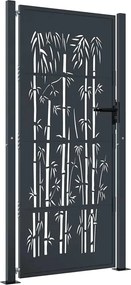 vidaXL Poartă de grădină antracit 100x175 cm oțel design bambus