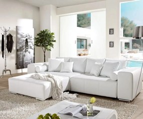 Canapea extensibilă dumonde cu ladă de depozitare si sezut confortabil din spuma high-density, Marbela White XXL 295x100 cm