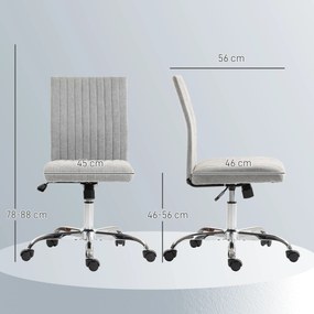 HOMCOM Scaun Birou Rotativ Fără Cotiere Înălțime Reglabilă Țesătură Gri | Aosom Romania