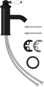 vidaXL Robinet chiuvetă de baie, negru, 130x180 mm